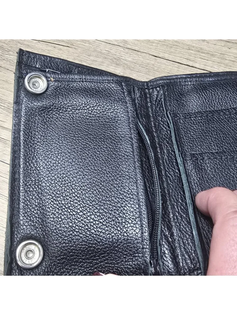 Men's Harley Davidson Tri Fold Snap Folding Wallet Pebble Leather Vintage
